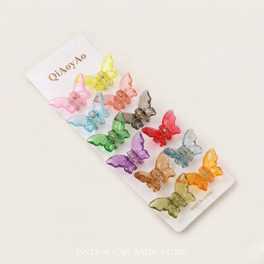 كارت مشابك شعر فراشة متعددة الألوان | Butterfly Hair Clips Set