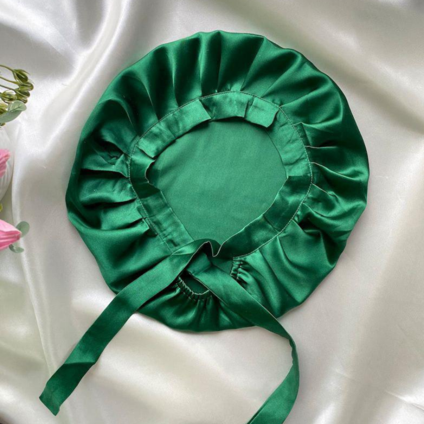 بونية من الستان التركي الفاخر برباط | Luxury Turkish Satin Bonnet with Tie