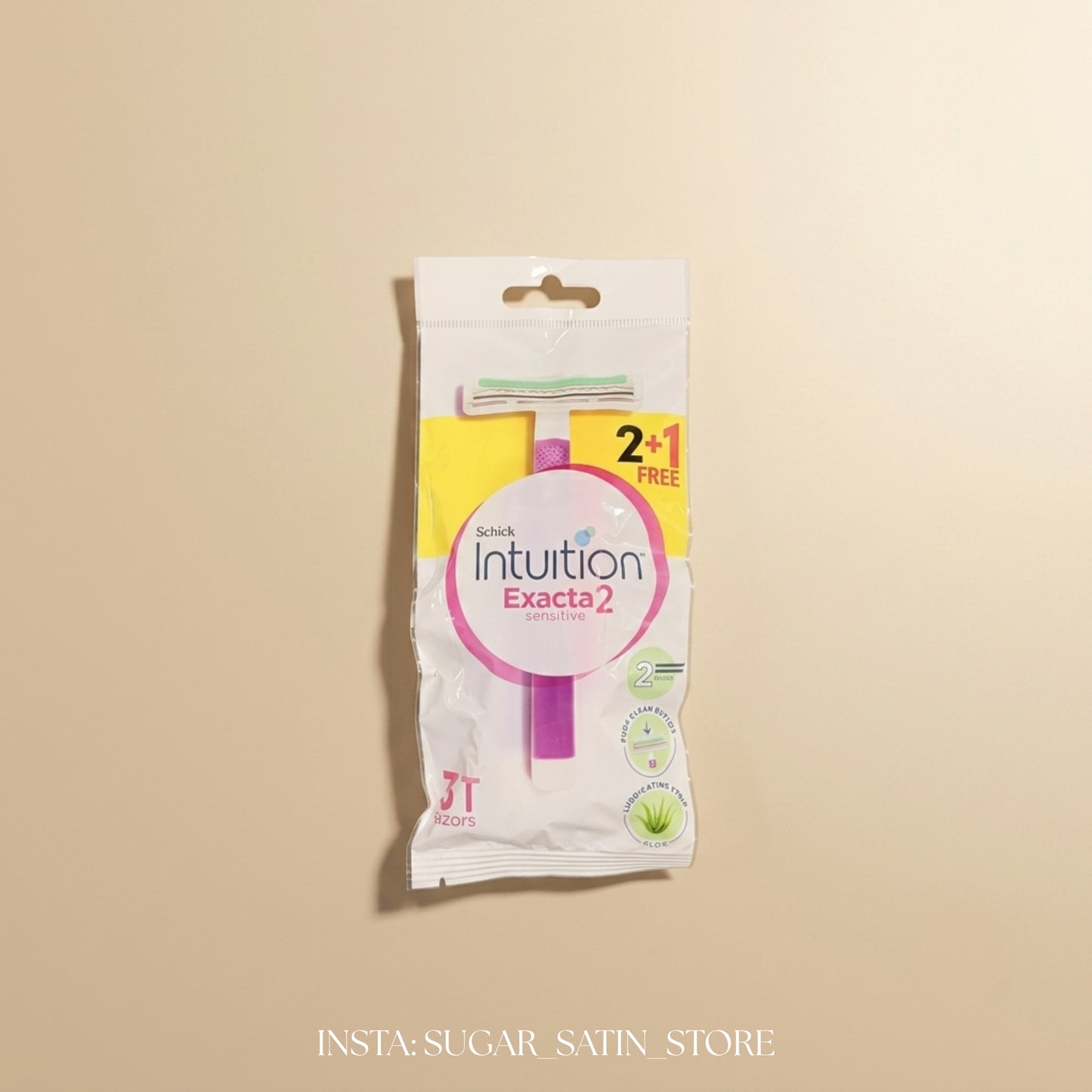 شفرة حلاقة نسائية شيك إنتويشن إكزاكتا 2 سينسيتيف – 3 شفرات  | INTUITION Schick Exacta2 Sensitive 3 Blades - [Original Product 100%]