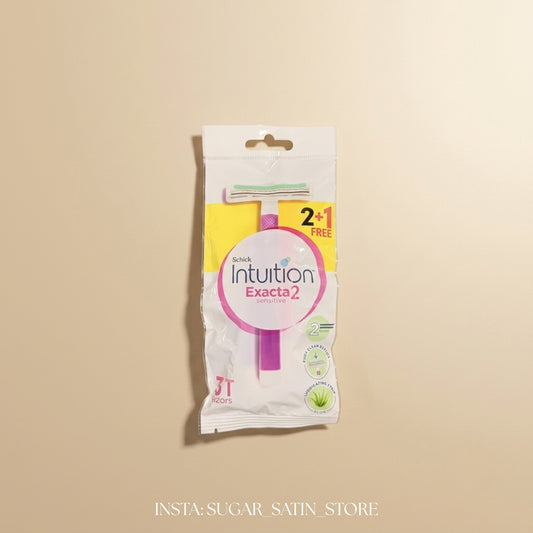 شفرة حلاقة نسائية شيك إنتويشن إكزاكتا 2 سينسيتيف – 3 شفرات  | INTUITION Schick Exacta2 Sensitive 3 Blades - [Original Product 100%]