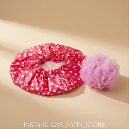شاور كاب للاستحمام مقاس كبير دبل فيس + ليفة استحمام | Large Double Face Shower Cap + Shower Lofo