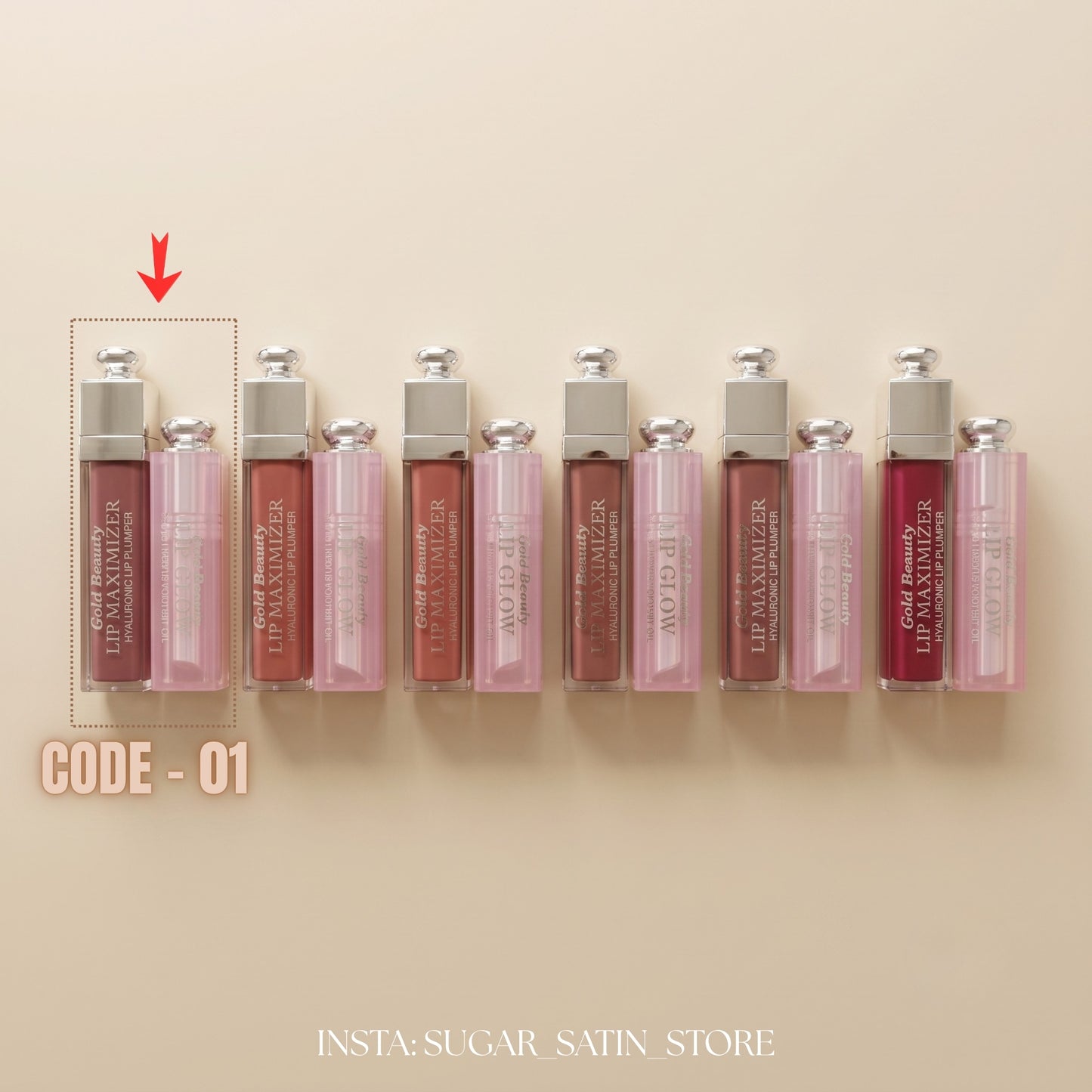 ليب جلوس بلامبر جولد بيوتي+ ليب بالم جولد بيوتي - بديل ديور | Gold Beauty Lip Goss Plumper + Lip Balm- [Original Product 100%]