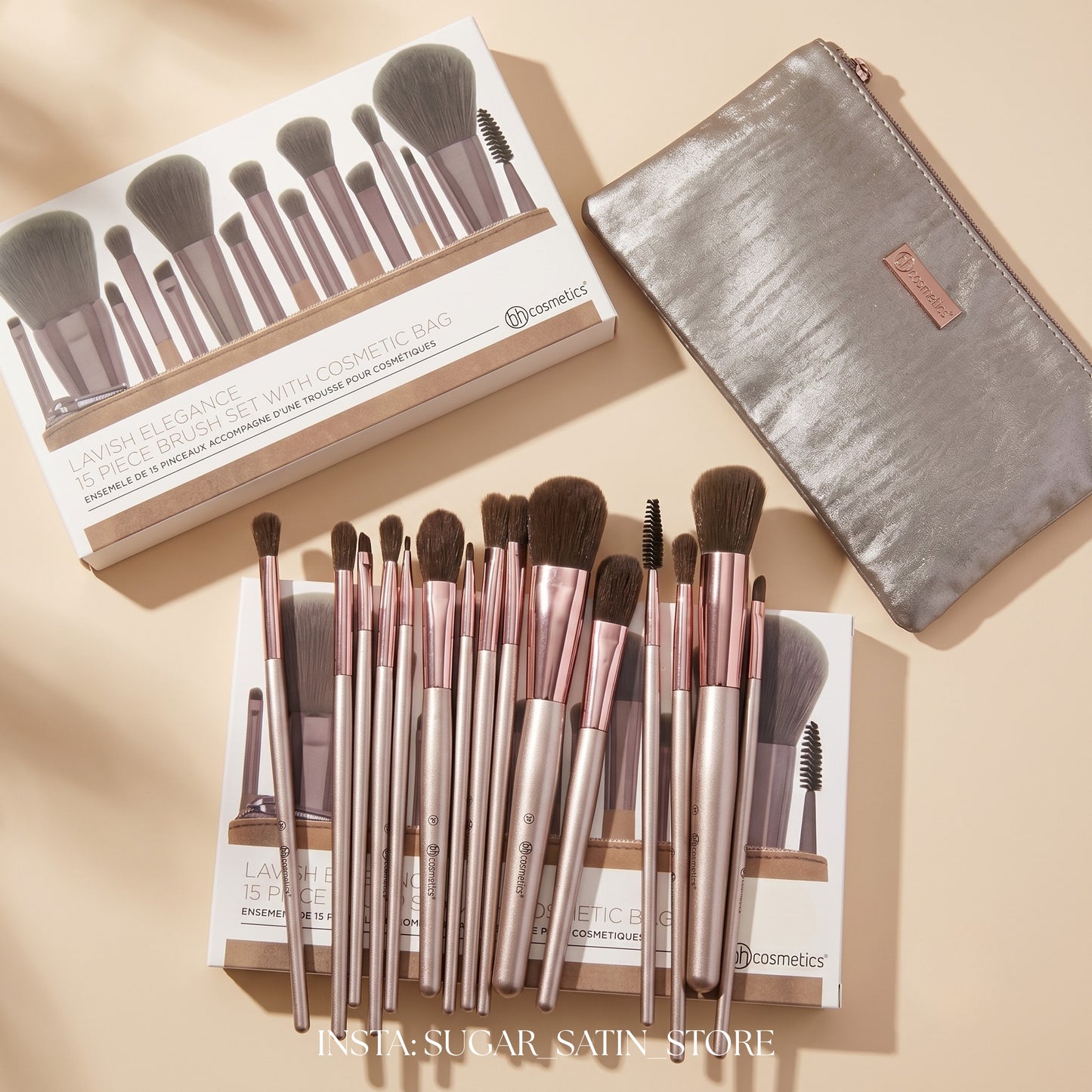 مجموعة فرش مكياج لافاش اليجنس 15 فرشاة من اتش كوزماتيكس | BH Cosmetics Lavish Elegance 15 Piece Brush Set