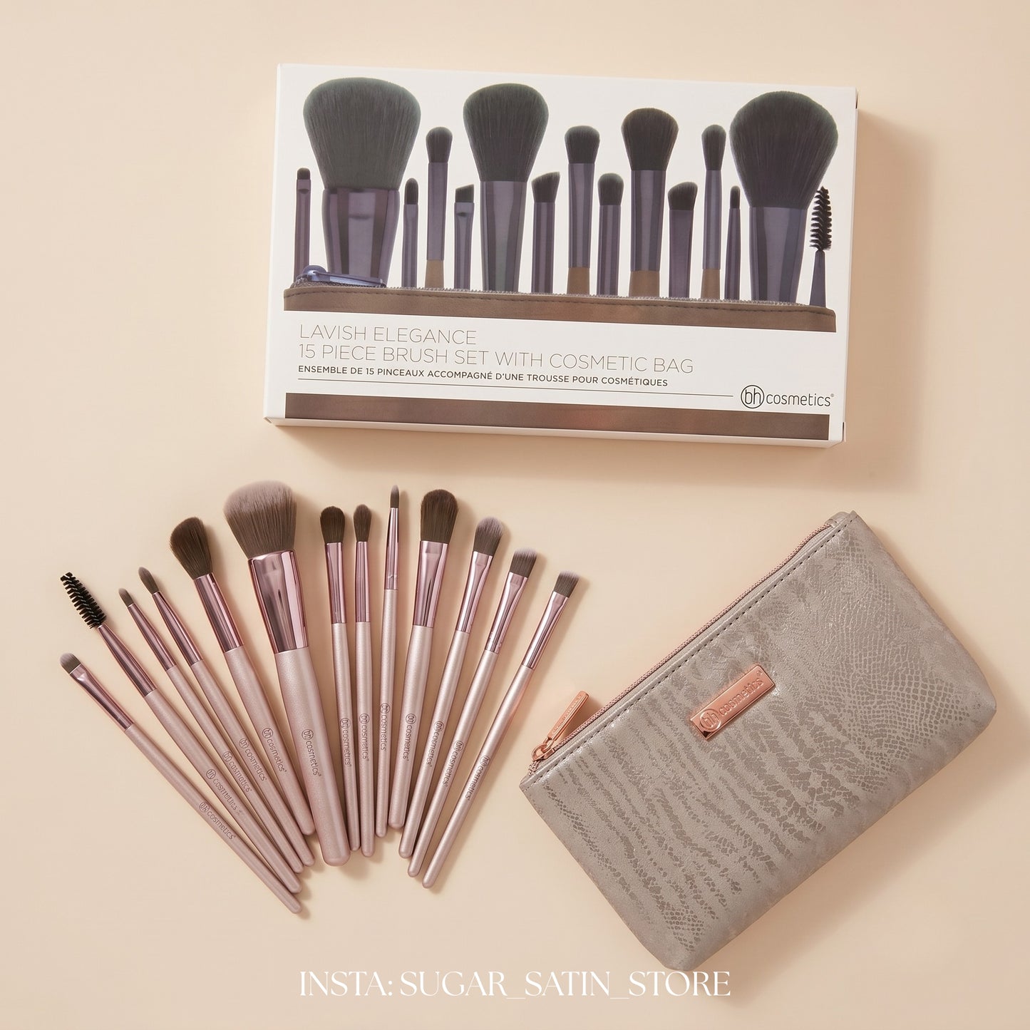 مجموعة فرش مكياج لافاش اليجنس 15 فرشاة من اتش كوزماتيكس | BH Cosmetics Lavish Elegance 15 Piece Brush Set