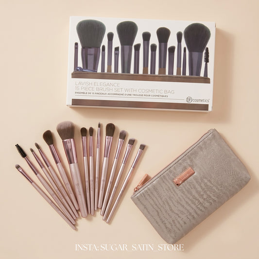 مجموعة فرش مكياج لافاش اليجنس 15 فرشاة من اتش كوزماتيكس | BH Cosmetics Lavish Elegance 15 Piece Brush Set