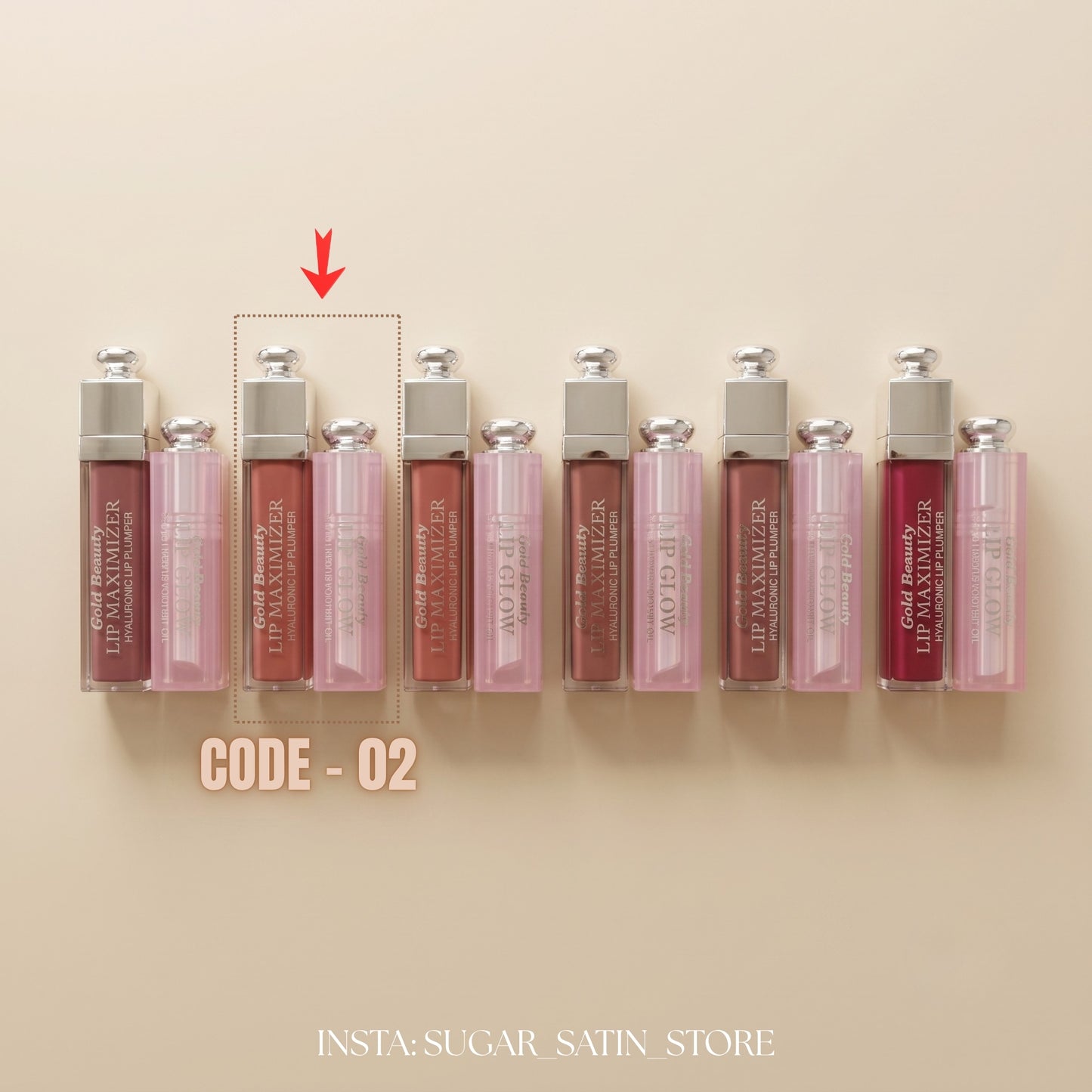 ليب جلوس بلامبر جولد بيوتي+ ليب بالم جولد بيوتي - بديل ديور | Gold Beauty Lip Goss Plumper + Lip Balm- [Original Product 100%]