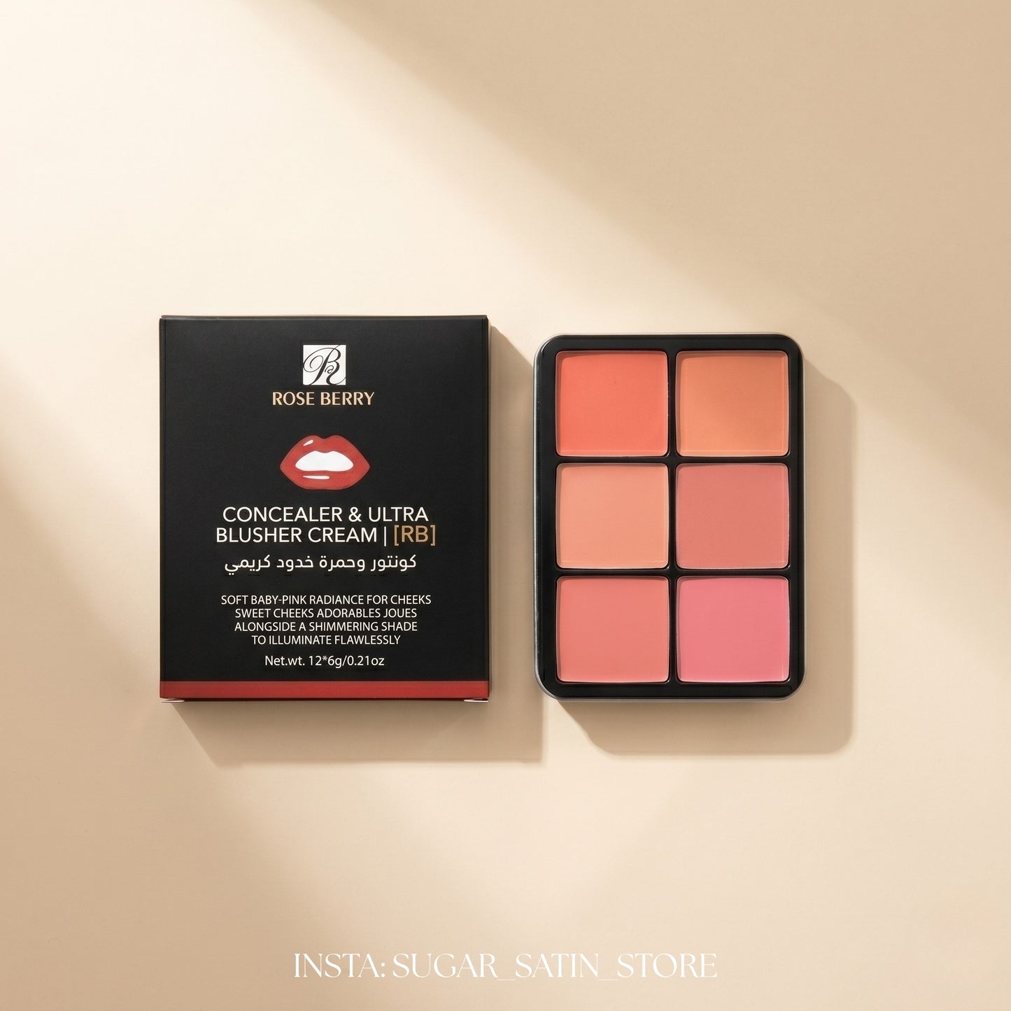 روز بيري بلاشر كريمي وكونتور 12 لون - Rose Berry Concealer & Blusher Cream [Original Product 100%]