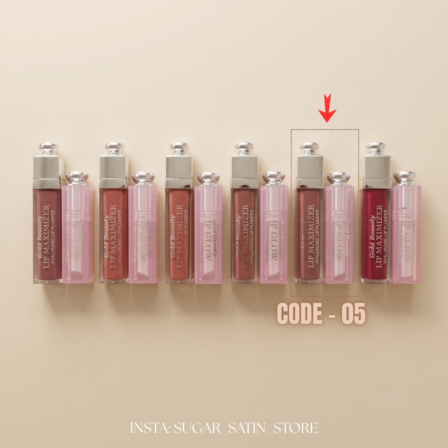 ليب جلوس بلامبر جولد بيوتي+ ليب بالم جولد بيوتي - بديل ديور | Gold Beauty Lip Goss Plumper + Lip Balm- [Original Product 100%]