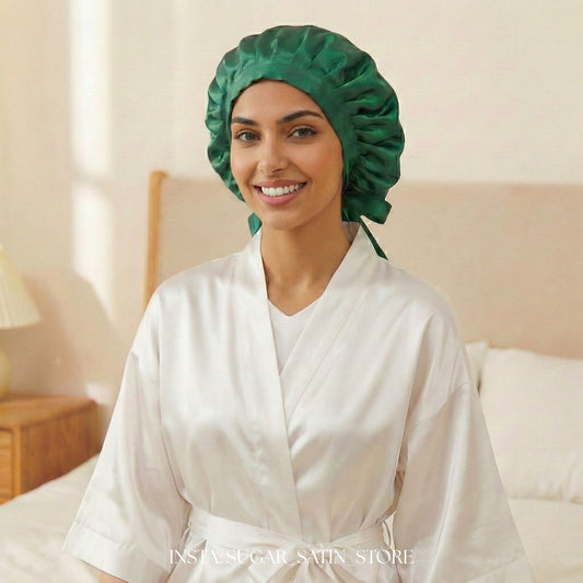 بونية من الستان التركي الفاخر برباط | Luxury Turkish Satin Bonnet with Tie
