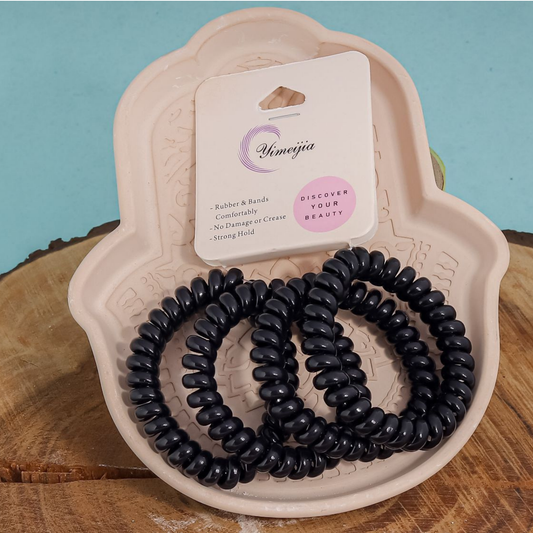 توكة سلك سيلكون كرت ٤ قطع – أسود | 4 Pieces Silicone Wire Hair Ties (Black)