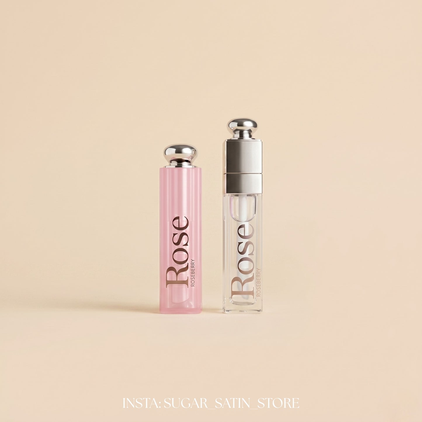 ليب جلوس بلامبر روزبيري + ليب بالم روزبيري - بديل ديور | Rose Berry Lip Goss Plumper + Lip Balm- [Original Product 100%]