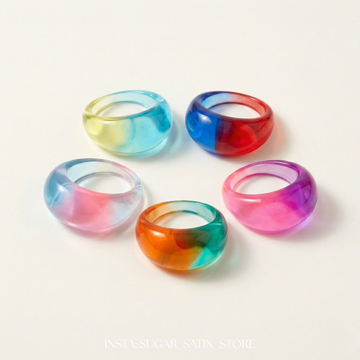 خواتم عاج ثقيلة كرت ٥ قطع | Heavy Ivory Rings – Set of 5