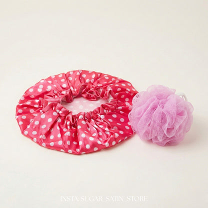 شاور كاب للاستحمام مقاس كبير دبل فيس + ليفة استحمام | Large Double Face Shower Cap + Shower Lofo