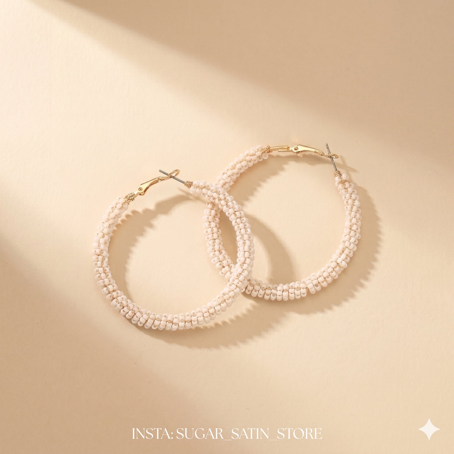 Beaded Hoop Earrings for Women Mixed Color Bead Dangle Earrings Bohemia Hoop Dangle Earring Studs for Women