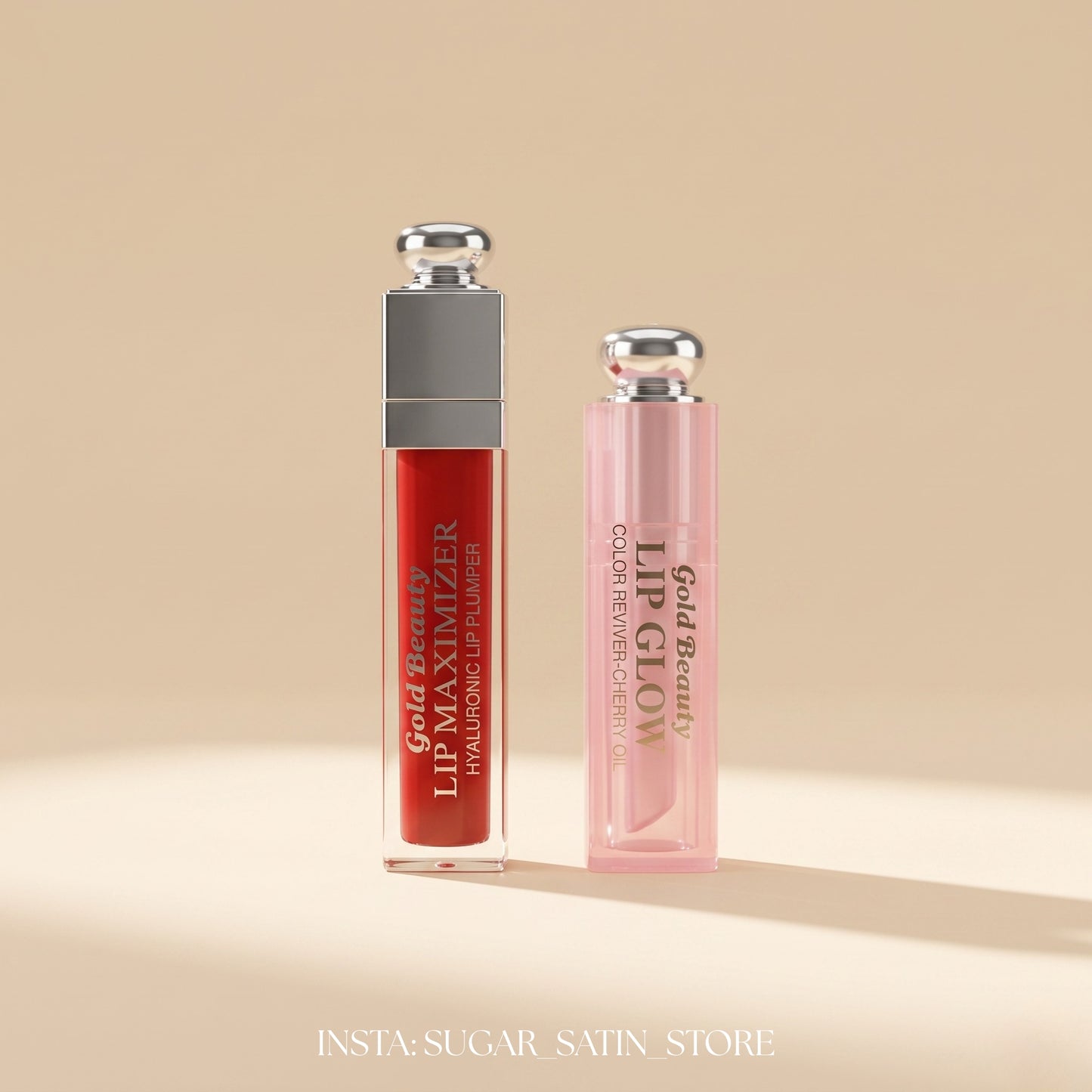 ليب جلوس بلامبر جولد بيوتي+ ليب بالم جولد بيوتي - بديل ديور | Gold Beauty Lip Goss Plumper + Lip Balm- [Original Product 100%]