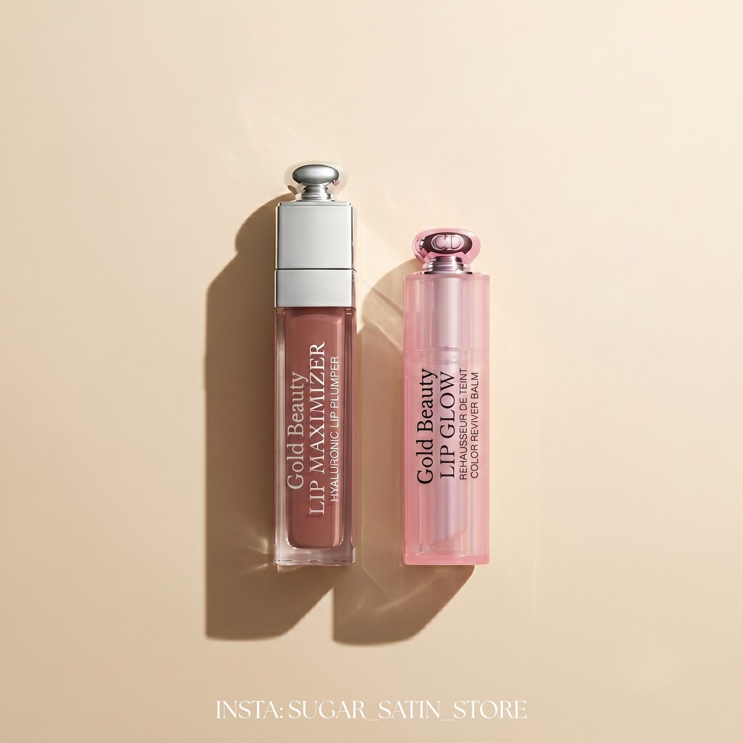ليب جلوس بلامبر جولد بيوتي+ ليب بالم جولد بيوتي - بديل ديور | Gold Beauty Lip Goss Plumper + Lip Balm- [Original Product 100%]
