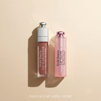 ليب جلوس بلامبر جولد بيوتي+ ليب بالم جولد بيوتي - بديل ديور | Gold Beauty Lip Goss Plumper + Lip Balm- [Original Product 100%]