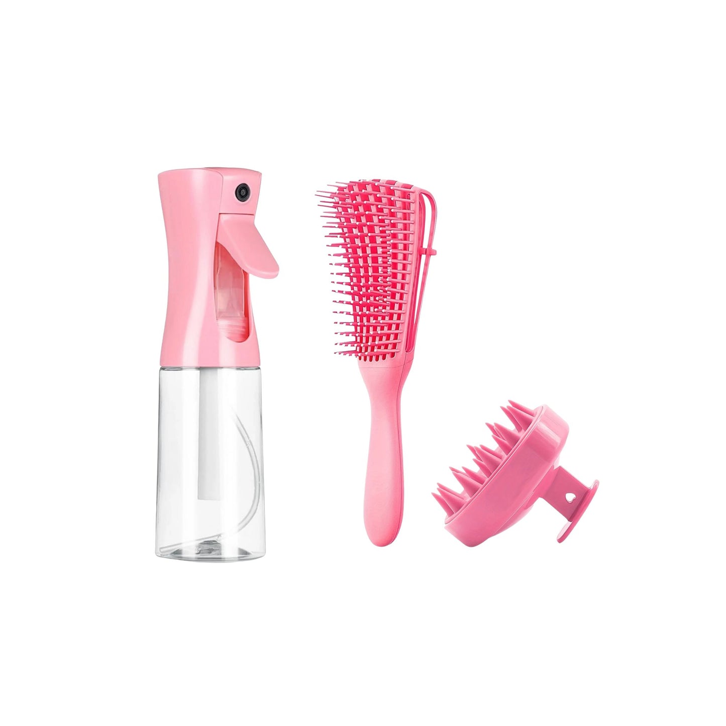 باكدج Pink Curly – فرشة فليكسي + بخاخ مياه + فرشة مساج للشعر | Pink Curly Flexi Brush + Water Sprayer + Hair Massage Brush