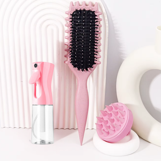 Pinky Curly Package – باكدج الشعر الكيرلي [Bounce Brush + Massage Brush + Water Sprayer]