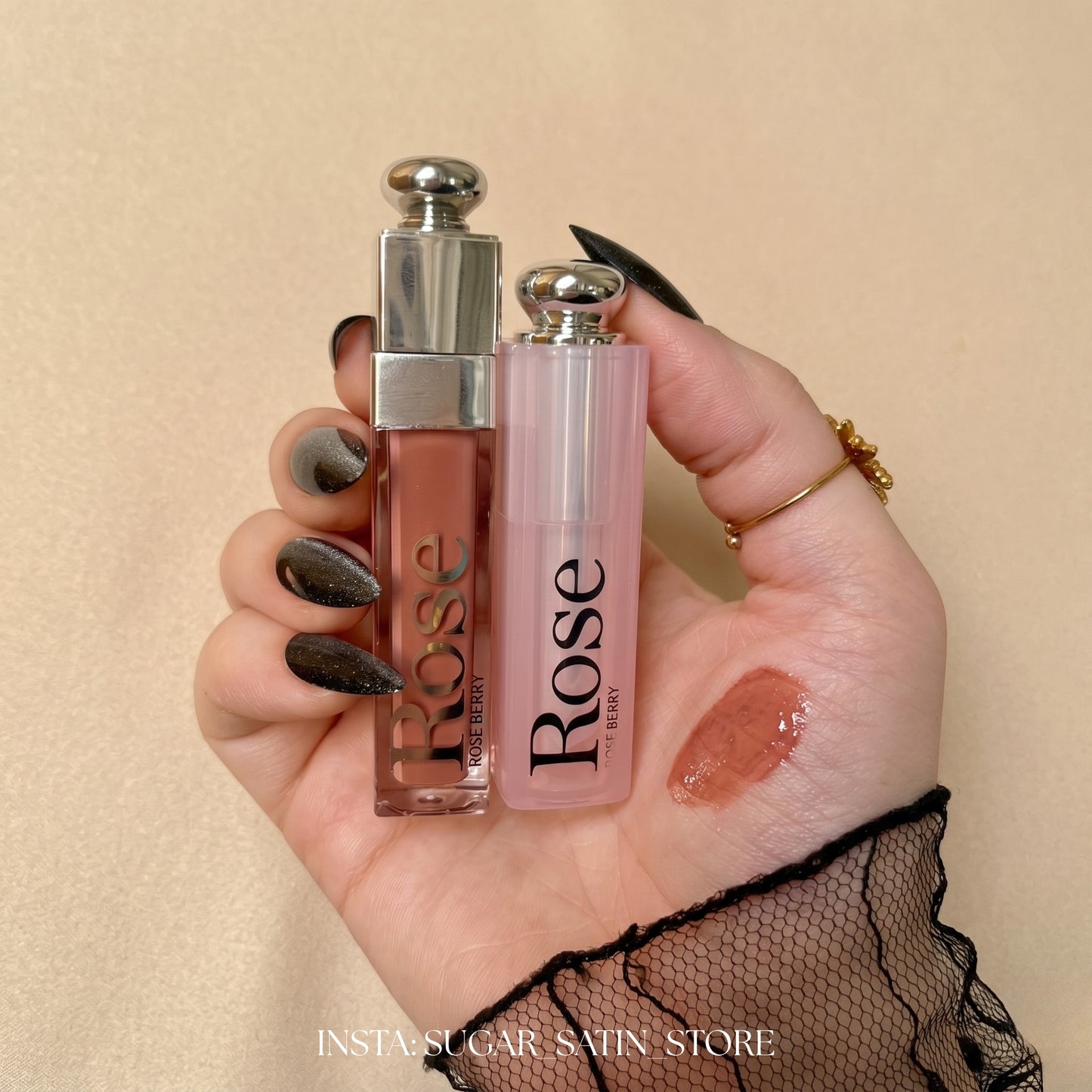 ليب جلوس بلامبر روزبيري + ليب بالم روزبيري - بديل ديور | Rose Berry Lip Goss Plumper + Lip Balm- [Original Product 100%]