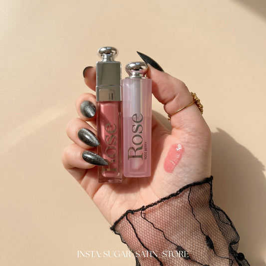 ليب جلوس بلامبر روزبيري + ليب بالم روزبيري - بديل ديور | Rose Berry Lip Goss Plumper + Lip Balm- [Original Product 100%]