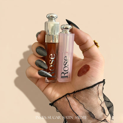 ليب جلوس بلامبر روزبيري + ليب بالم روزبيري - بديل ديور | Rose Berry Lip Goss Plumper + Lip Balm- [Original Product 100%]
